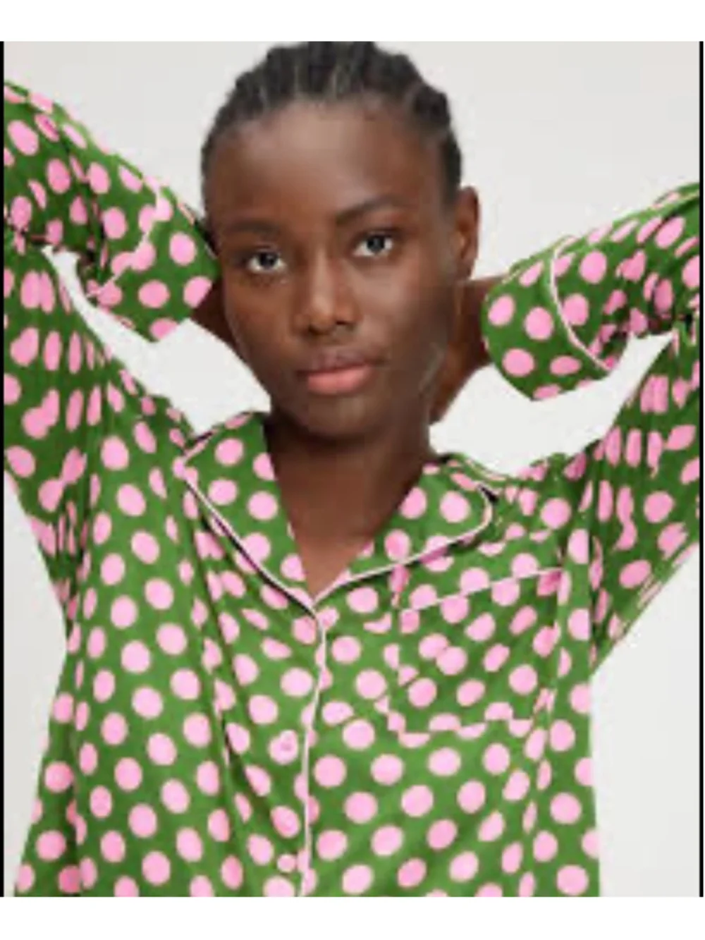 Women's Kate Spade Pajama Top Size M Green Pink Polka Dot